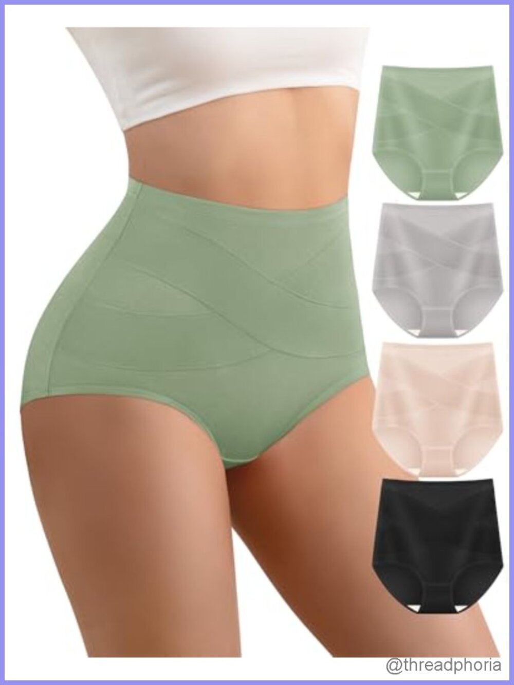 Women's High Waisted Cotton Panties 4 Pack Tummy Control Full Coverage